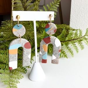 NWOT Clay Arch Earrings Bob Ross Inspired